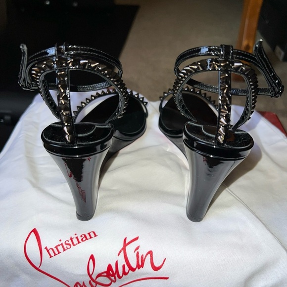 Christian Louboutin black spiked SO ME wedges 38 - Picture 3 of 12